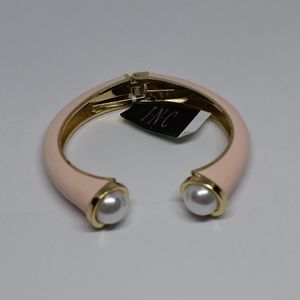 I.N.C. Gold-Tone Pearl Pink Hinged Cuff Bracelet